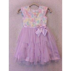 Jona Michelle Girl's Size 5 Lavender Purple Floral Tulle Party Dress